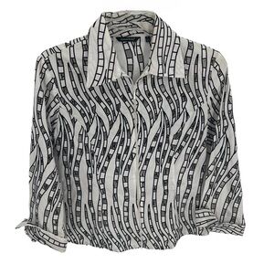 Samuel Dong Womens Jacket Small White Black Full Zip Black White Cutouts